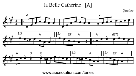 la Belle Cath&eacute;rine   [A] - staff notation