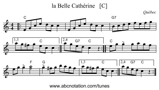 la Belle Cath&eacute;rine   [C] - staff notation