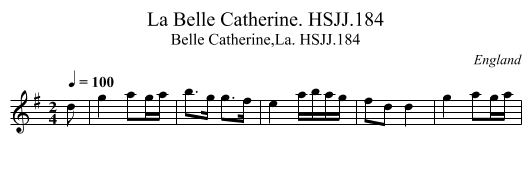 La Belle Catherine. HSJJ.184 - staff notation