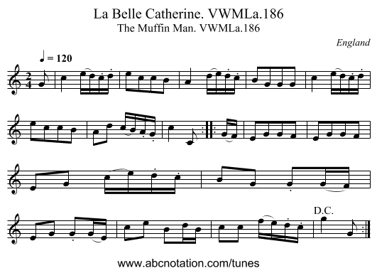 La Belle Catherine. VWMLa.186 - staff notation