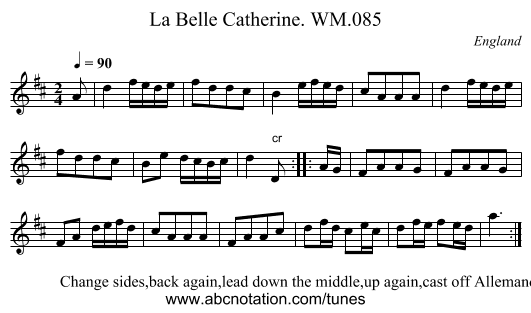 La Belle Catherine. WM.085 - staff notation