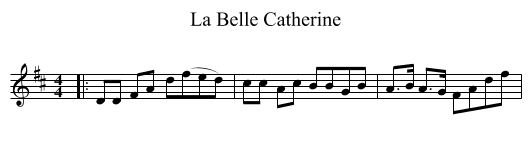 La Belle Catherine - staff notation