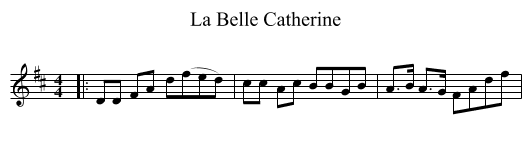 La Belle Catherine - staff notation