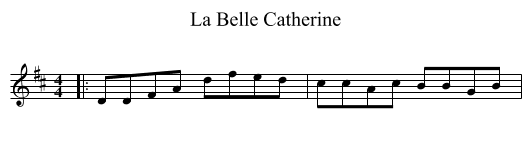 La Belle Catherine - staff notation