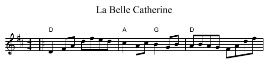 La Belle Catherine - staff notation