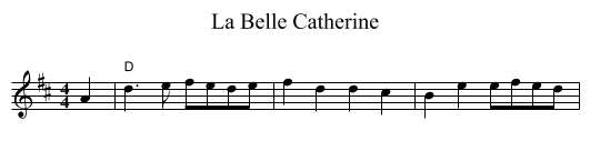 La Belle Catherine - staff notation