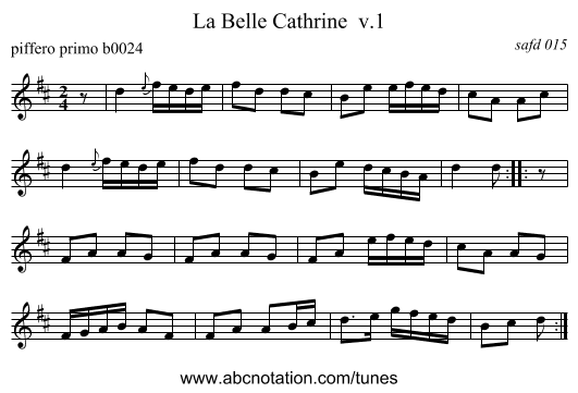 La Belle Cathrine  v.1 - staff notation
