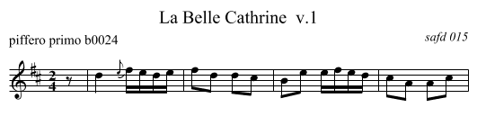 La Belle Cathrine  v.1 - staff notation