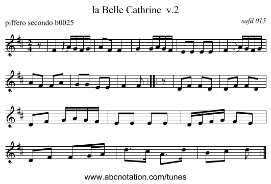 la Belle Cathrine  v.2 - staff notation