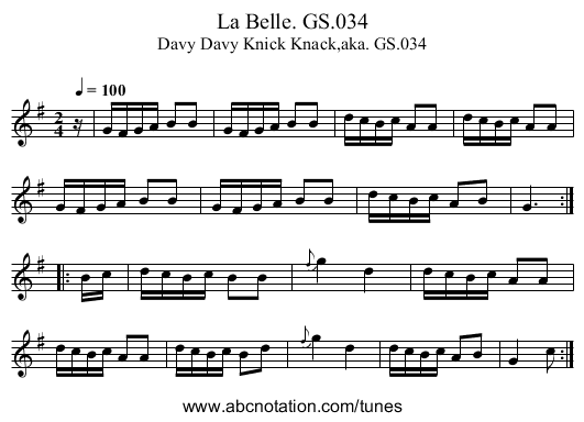La Belle. GS.034 - staff notation