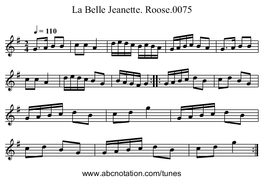 La Belle Jeanette. Roose.0075 - staff notation