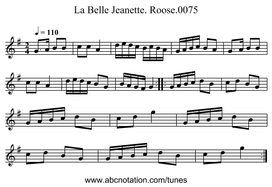 La Belle Jeanette. Roose.0075 - staff notation