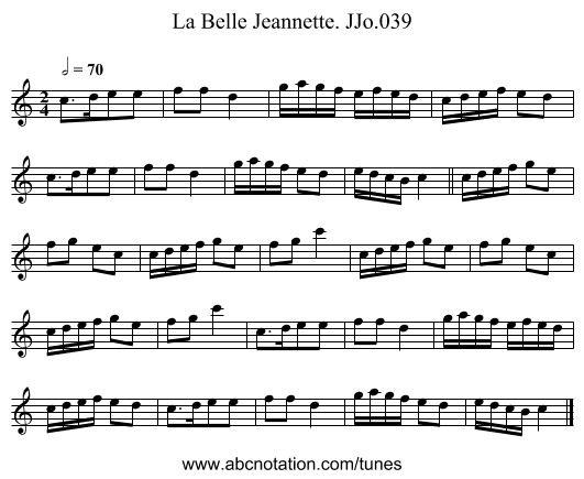 La Belle Jeannette. JJo.039 - staff notation