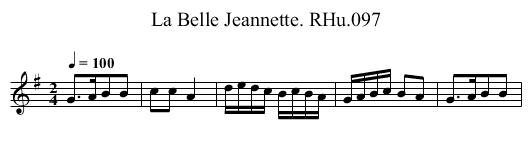 La Belle Jeannette. RHu.097 - staff notation