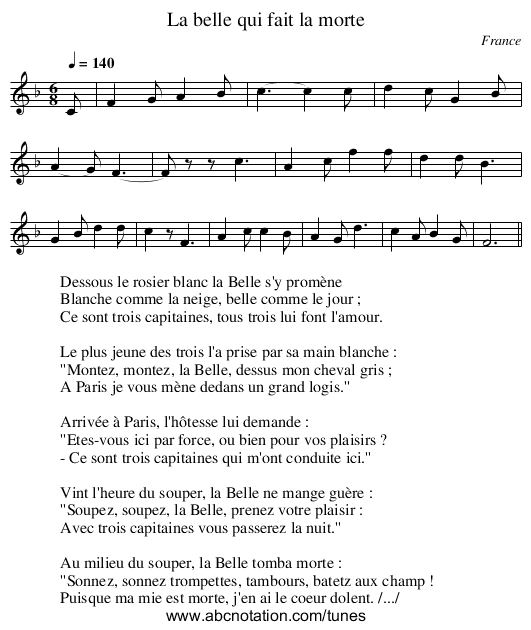 La belle qui fait la morte - staff notation