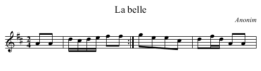 La belle - staff notation