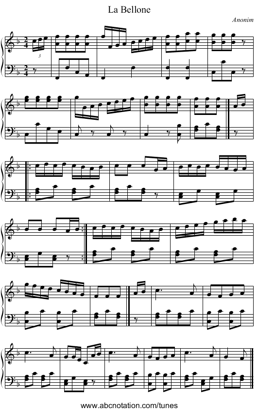 La Bellone - staff notation
