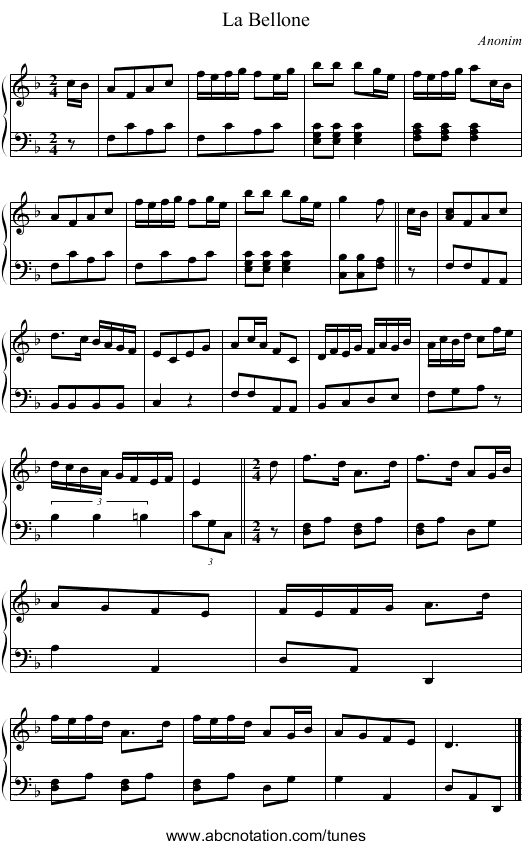 La Bellone - staff notation