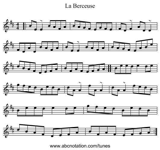 La Berceuse - staff notation