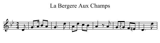 La Bergere Aux Champs - staff notation