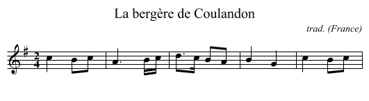 La berg&egrave;re de Coulandon - staff notation