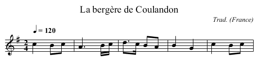 La bergère de Coulandon - staff notation