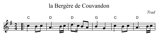 la Berg&egrave;re de Couvandon - staff notation