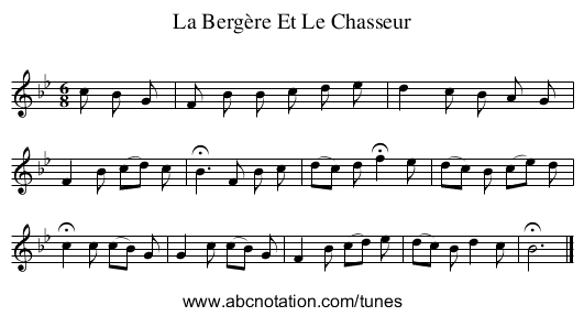 La Bergère Et Le Chasseur - staff notation