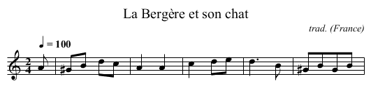 La Bergère et son chat - staff notation