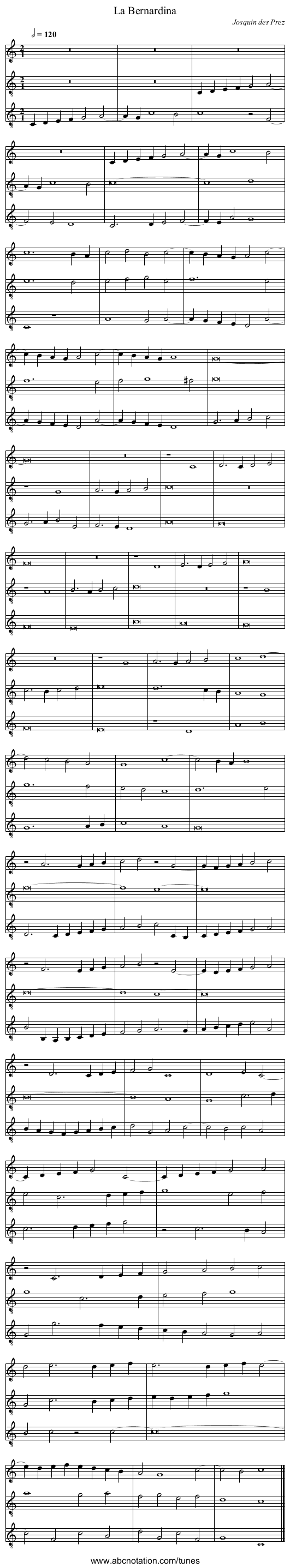 La Bernardina - staff notation