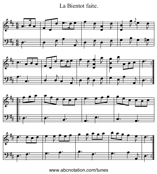 La Bientot faite. - staff notation