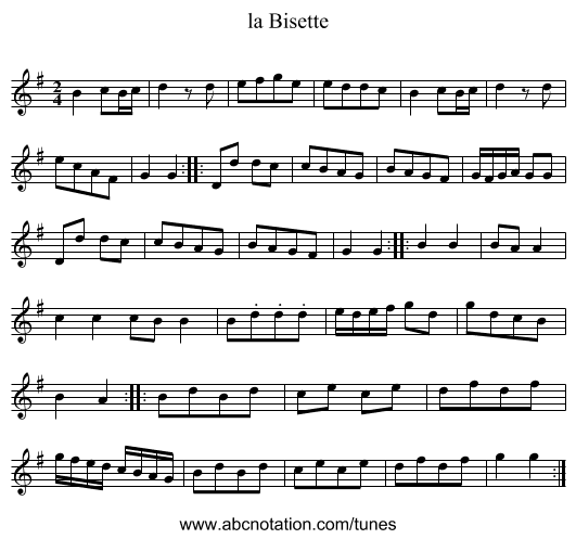 la Bisette - staff notation