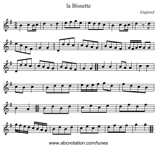 la Bissette - staff notation