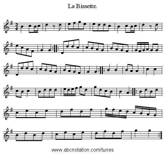 La Bissette. - staff notation