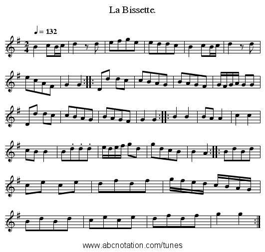 La Bissette. - staff notation