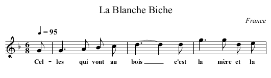 La Blanche Biche - staff notation