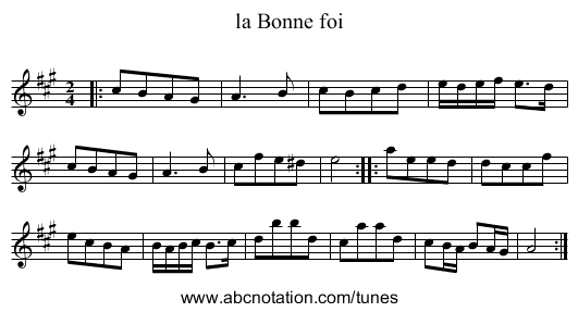 la Bonne foi - staff notation