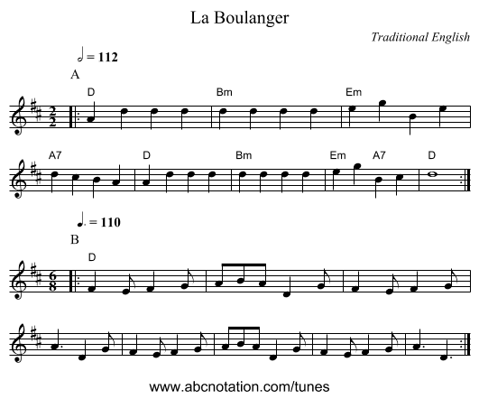 La Boulanger - staff notation