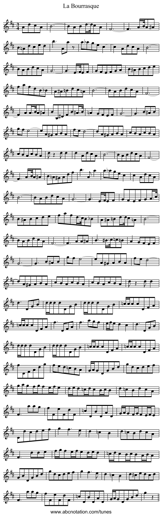 La Bourrasque - staff notation