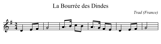 La Bourrée des Dindes - staff notation