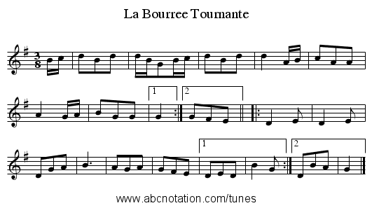 La Bourree Tournante - staff notation