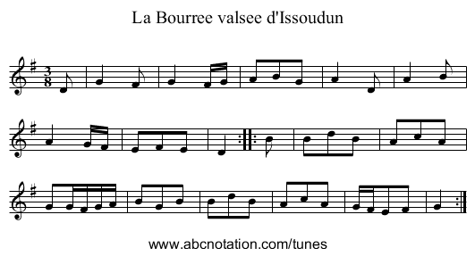 La Bourree valsee d'Issoudun - staff notation