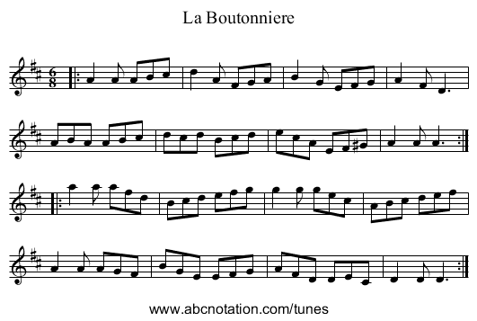 La Boutonniere - staff notation