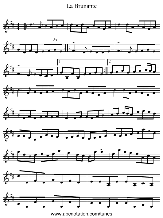 La Brunante - staff notation