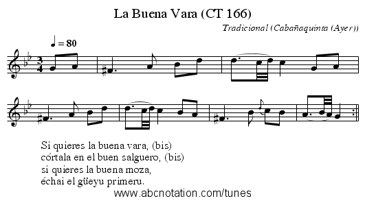 La Buena Vara (CT 166) - staff notation