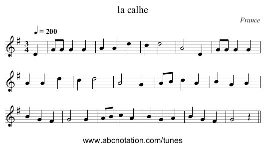 la calhe - staff notation