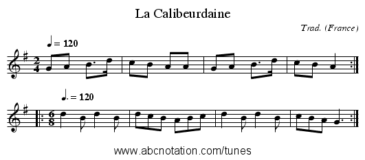La Calibeurdaine - staff notation