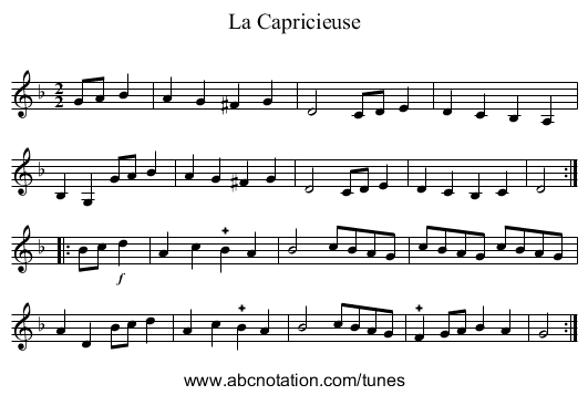 La Capricieuse - staff notation