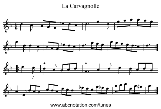 La Carvagnolle - staff notation