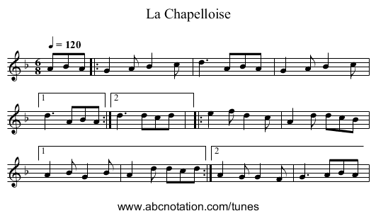 La Chapelloise - staff notation